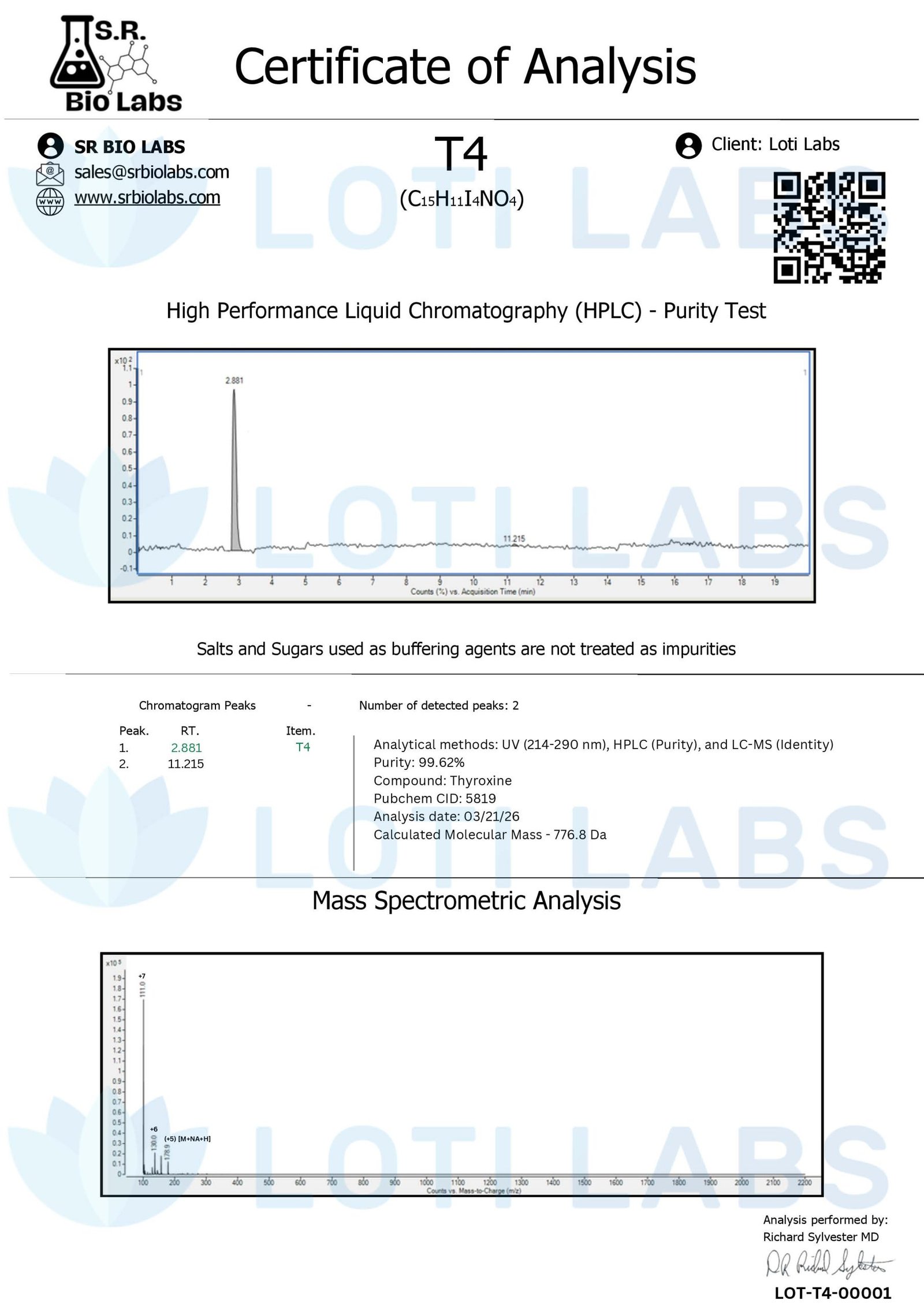 T4 (Levothyroxine) 400mcg/ml (30ml)
